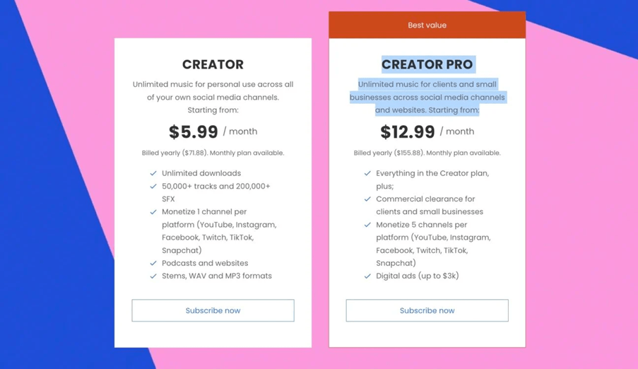 Pricing Page MBW